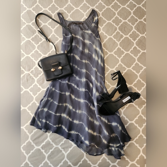 *Nicholas K Blue Asymmetric Watercolor Tie Dye Dress size small - Picture 2 of 9